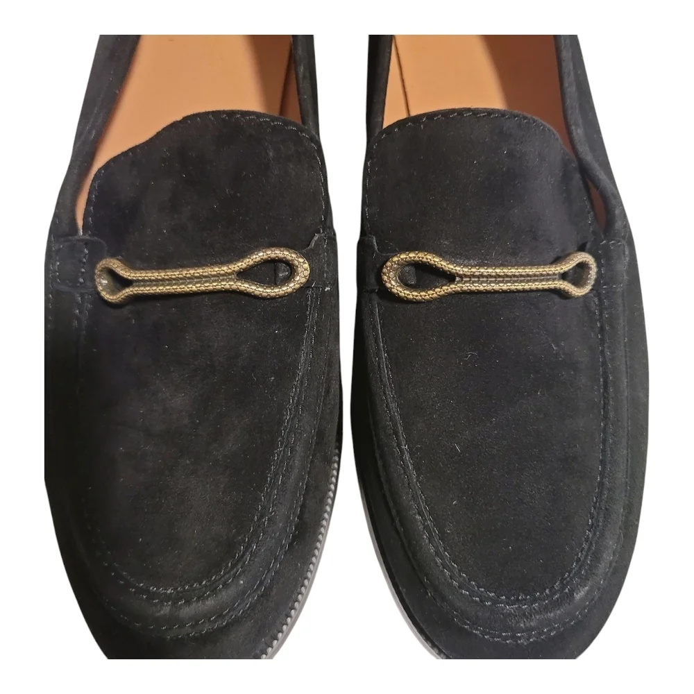 Joie Linita Black and Gold Slip-On Loafers with Textured Fabric Size 9.5 - Picture 8 of 9